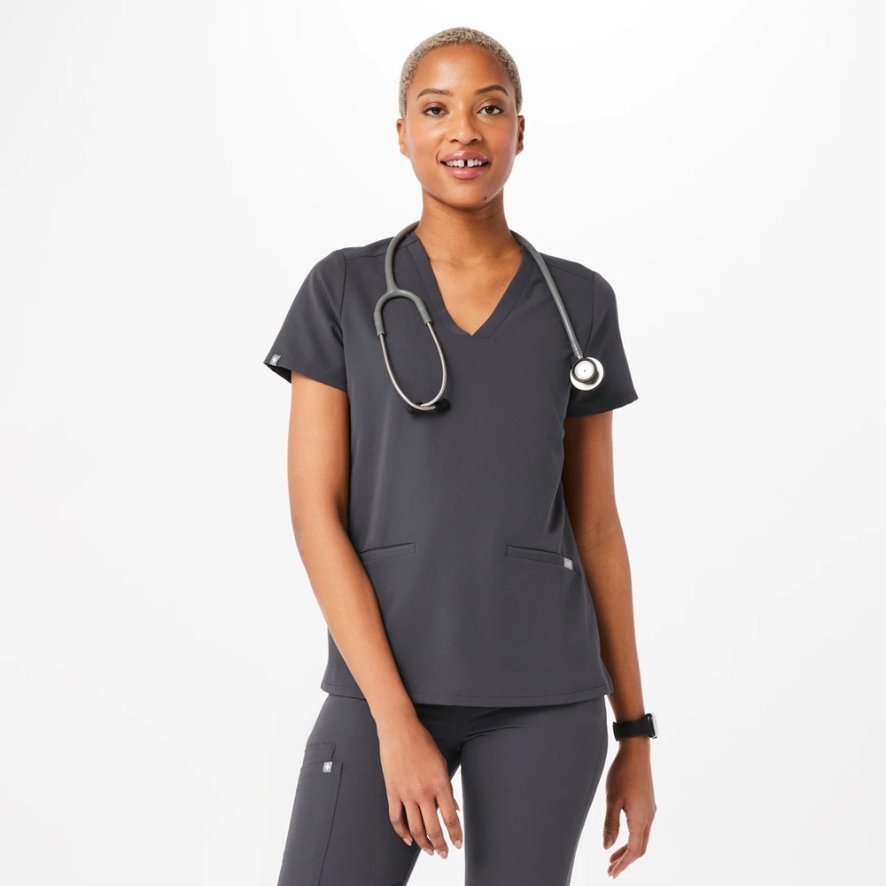 NWT Figs Charcoal Casma Top